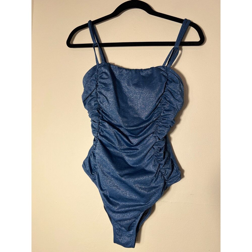 Cupshe Shimmer and Ruched One Piece Swimsuit size Large